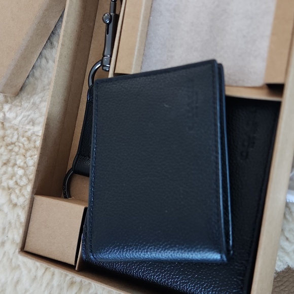 NWT IOB Coach Black Calf Leather 3 In 1 Wallets & Key Holder Set ๐ค๐ - Picture 8 of 15